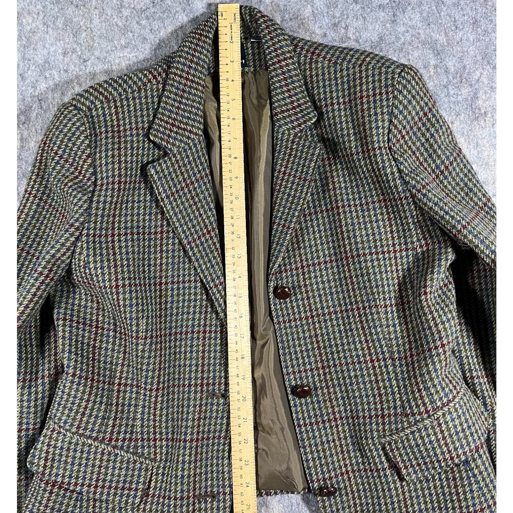 Vintage Lizsport Liz Claiborne 100% Wool Houndstooth Plaid Blazer Jacket Size 12 - Picture 8 of 10